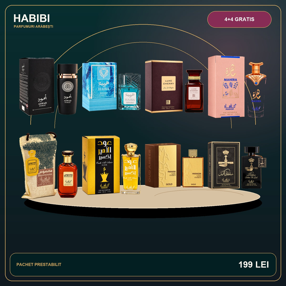 Pachet 4+4 Gratis – Noble Oud – imagine premium HABIBI.RO